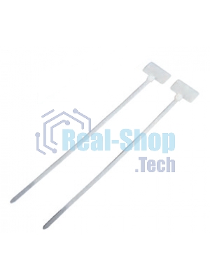 Стяжка пластиковая нейлоновая с площадкой для маркировки 3,6х205 мм, белая, 100 шт