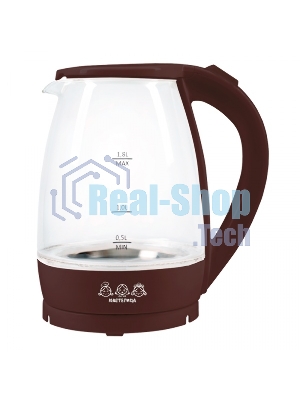 Чайник электрический Мастерица ЕК-1801G, шоколад, 1.8 л, стекло, 1850 Вт