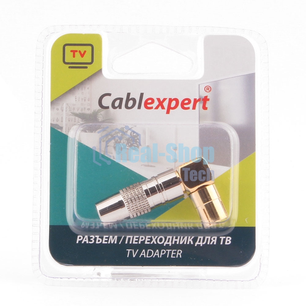 Разъем Cablexpert TVPL-08,TV (мама) позолоченный, латунь OD8.5, 90 градусов, блистер