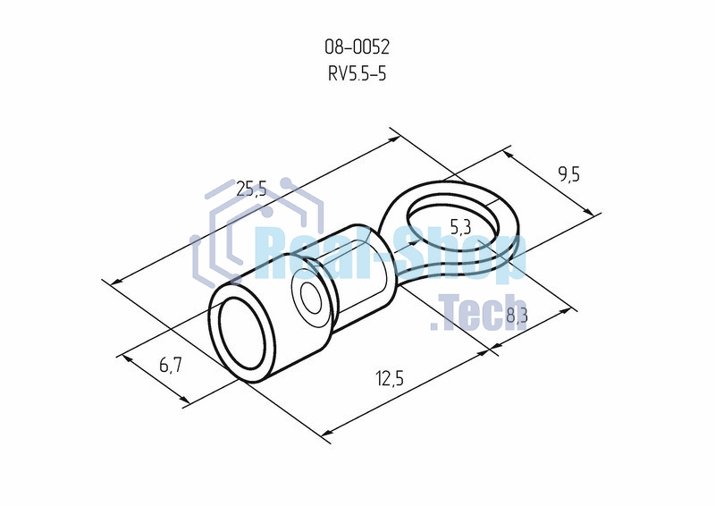 Наконечник кольцевой изолированный Rexant ø 5.3 мм 4-6 мм² (НКи 6.0-5/НКи5,5-5) желтый