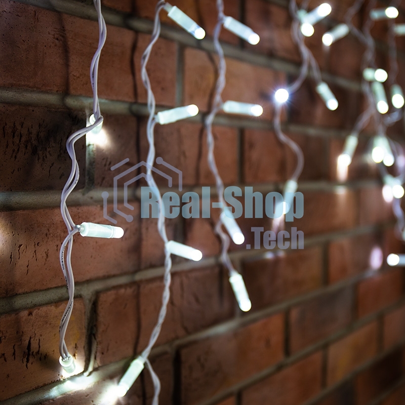 Новогодние светоукрашения Neon-night Гирлянда Айсикл (бахрома) светодиодный, 1,8 х 0,5 м, белый провод, 220В, диоды белые