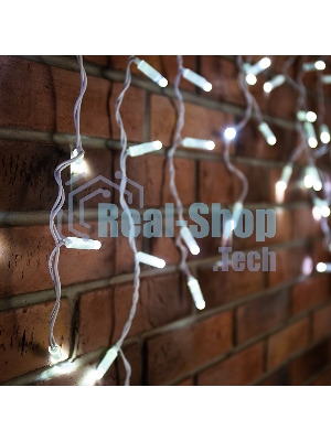 Новогодние светоукрашения Neon-night Гирлянда Айсикл (бахрома) светодиодный, 1,8 х 0,5 м, белый провод, 220В, диоды белые