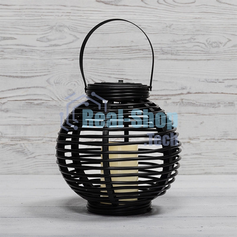 Декоративный фонарь Neon-night на солнечной батарее 20х20х22 см, черный плетеный корпус, теплый белый цвет свечения