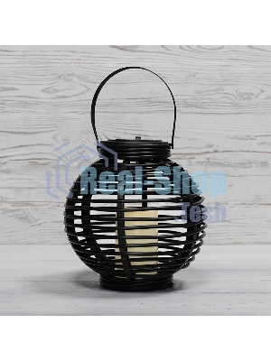 Декоративный фонарь Neon-night на солнечной батарее 20х20х22 см, черный плетеный корпус, теплый белый цвет свечения