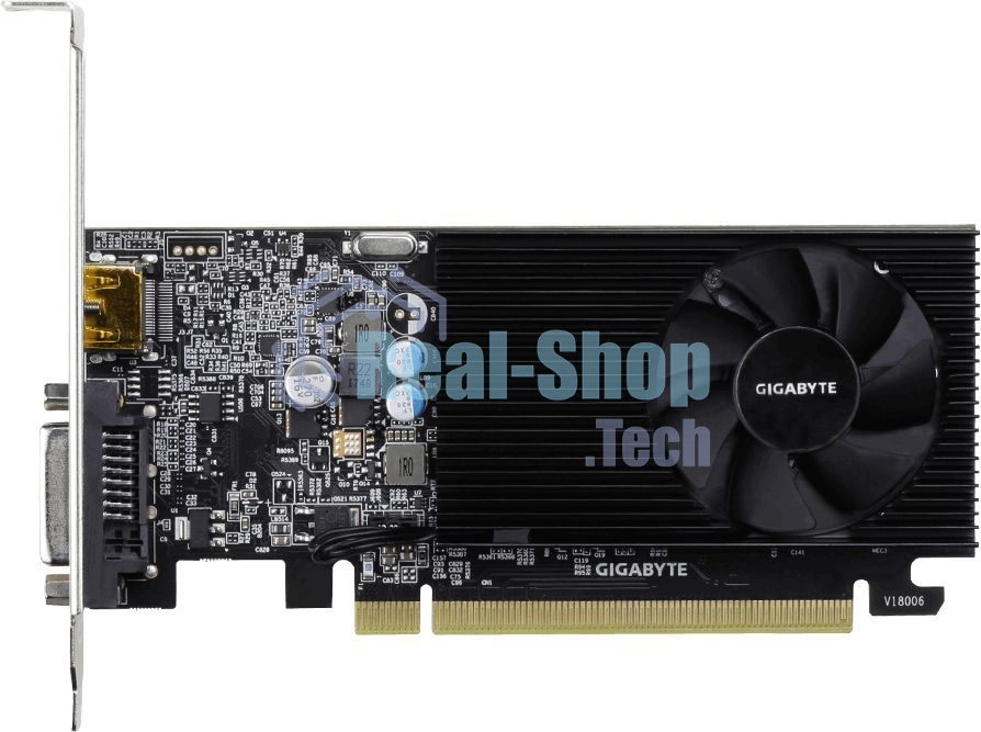 Видеокарта Gigabyte GV-N1030D4-2GL NVidia GeForce GT 1030, 2Gb DDR4/64-bit, PCI-Ex16 3.0, DVI-Dx1, HDMI2.0bx1, LP, 2-slot cooler, Retail