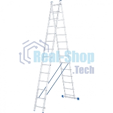 Лестница Сибртех 2 х 14 ступеней, алюминиевая, двухсекционная