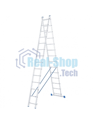 Лестница Сибртех 2 х 14 ступеней, алюминиевая, двухсекционная