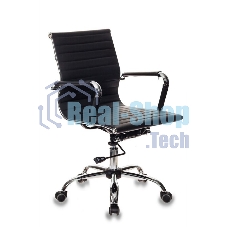 Кресло руководителя Бюрократ CH-883-LOW/BLACK черный, низкая спинка, искусственная кожа, крестовина хром