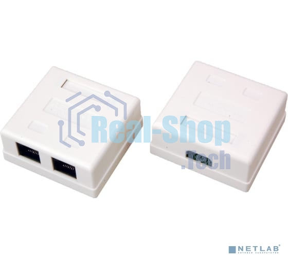 Розетка Rexant сетевая LAN, на стену, (2 гнездо 8Р8С (Rj-45), 5e кат)