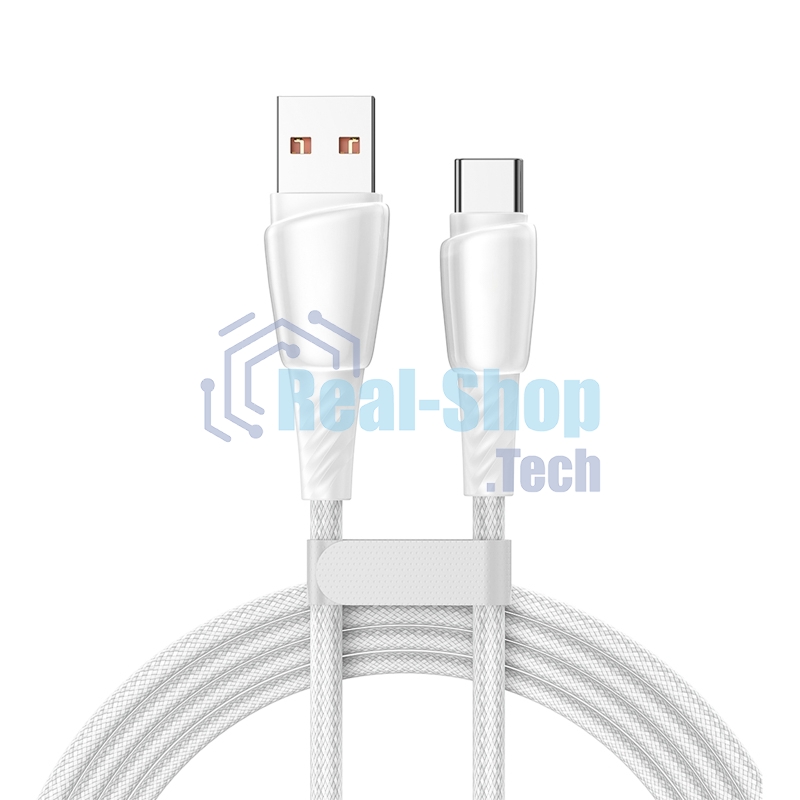 Кабель USB-A – Type-C, 5А, 100Вт, 1м, в белой нейлоновой оплетке Rexant