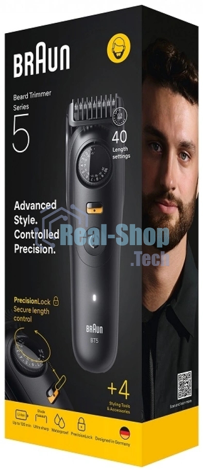 Триммер Braun BT5520 черный (насадок в компл:3шт)
