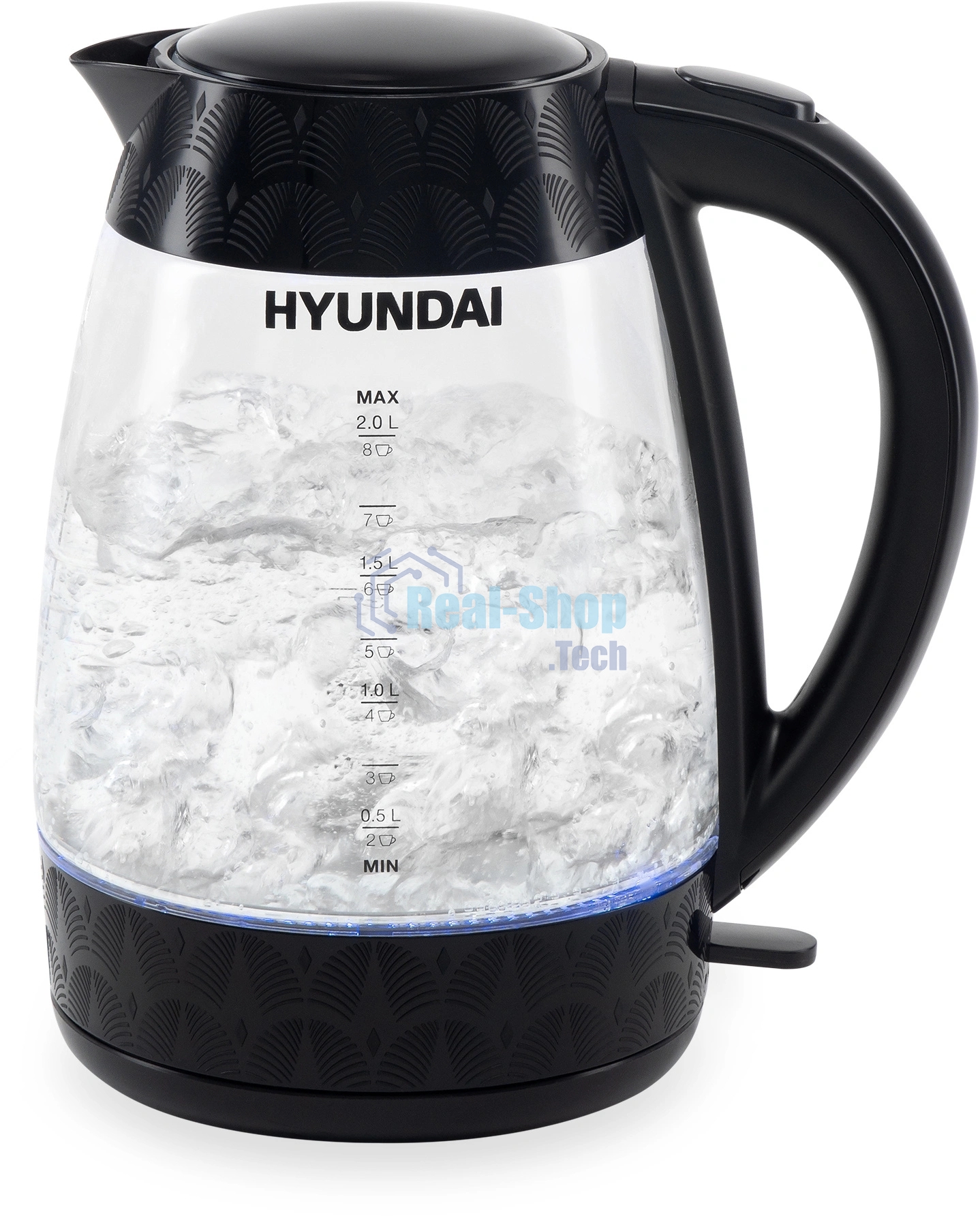 Чайник электрический Hyundai HYK-G4505 2 л, 2200 Вт, черный (корпус: стекло)