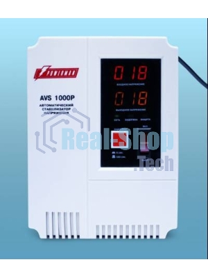 Стабилизатор напряжения Powerman AVS 1000P White (1000ВА,8А,КПД 98%, циф. индикация вх./вых. напряж.)