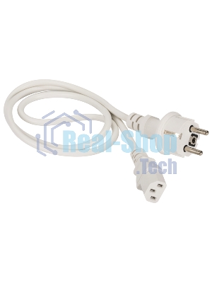 Шнур питания Lanmaster C13-Schuko прямая, 3х0.75, 220В, 10А, белый, 2 метра