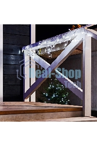 Новогодние светоукрашения Neon-night Гирлянда Айсикл (бахрома) светодиодный, 1,8 х 0,5 м, белый провод, 220В, диоды белые