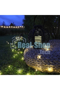 Декоративный фонарь Neon-night на солнечной батарее 20х20х22 см, черный плетеный корпус, теплый белый цвет свечения