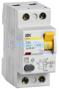 Выключатель дифференциального тока (УЗО) Iek MDV10-2-063-030 ВД1-63 2Р 63А 30мА ИЭК