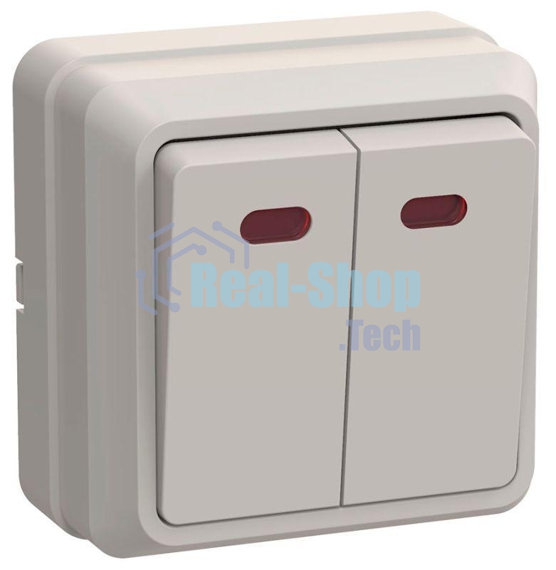 Выключатель 2-кл. ОП ОКТАВА с инд. 10А IP20 ВС20-2-1-ОКм крем. ИЭК EVO21-K33-10-DC