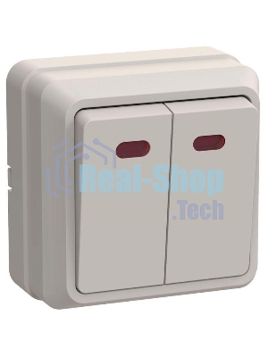 Выключатель 2-кл. ОП ОКТАВА с инд. 10А IP20 ВС20-2-1-ОКм крем. ИЭК EVO21-K33-10-DC