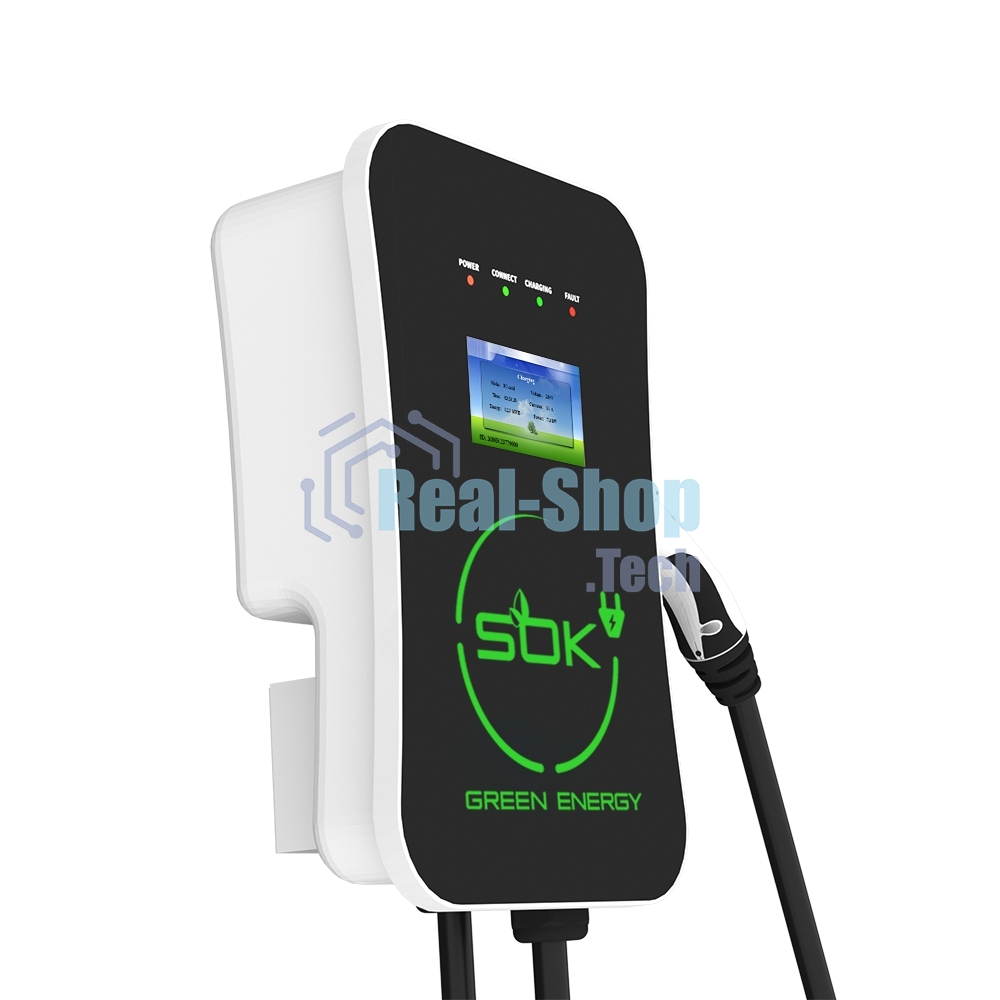 Зарядная станция S'OK Green Energy M3W Series Wallbox EV Charger SM3W10732542-5, 1-phase, 7kw (32a/220v), ocpp 1.6j, ip54, кабель 5м