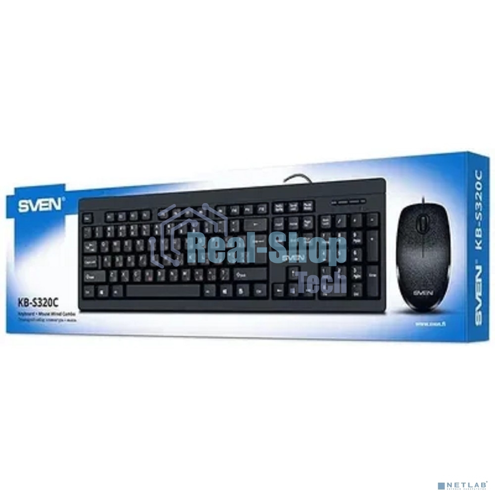 Комплект клавиатура + мышь SVEN KB-S320C клавиатура и мышь черные (USB, 105 кл, 4 кнопки, 1000 dpi)