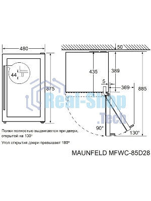 Винный шкаф Maunfeld MFWC-85D28 черный, 80 л, 2 отсека, 28 бут., класс G