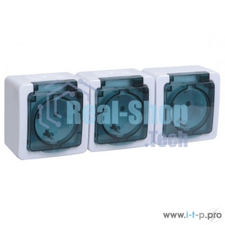 Розетка силовая Iek ERMP32-K03-16-54-EC РСб23-3-ГПБд роз 3м с з/к о/у IP54 (дымчатый) ГЕРМЕС PLUS