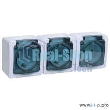 Розетка силовая Iek ERMP32-K03-16-54-EC РСб23-3-ГПБд роз 3м с з/к о/у IP54 (дымчатый) ГЕРМЕС PLUS