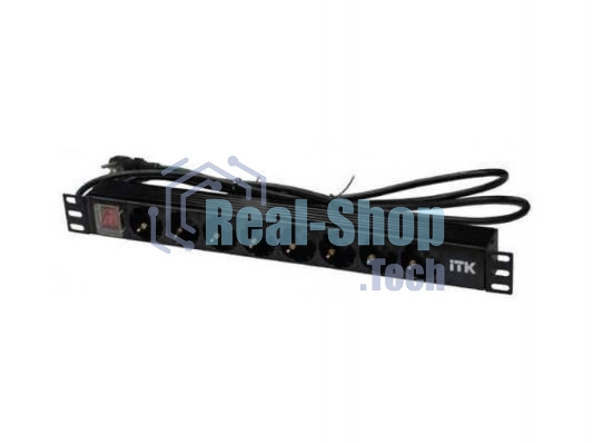 Блок розеток 19 (8шт)PDU с LED выкл.алюм.профиль 1U шнур 2м вилка DIN49440 (нем.станд.) PH12-8D1 ITK