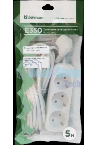 Удлинитель Defender E350 белый 5.0 м, 3 розетки 