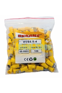 Наконечник кольцевой изолированный Rexant ø 4.3 мм 4-6 мм² (НКи 6.0-4/НКи5,5-4) желтый
