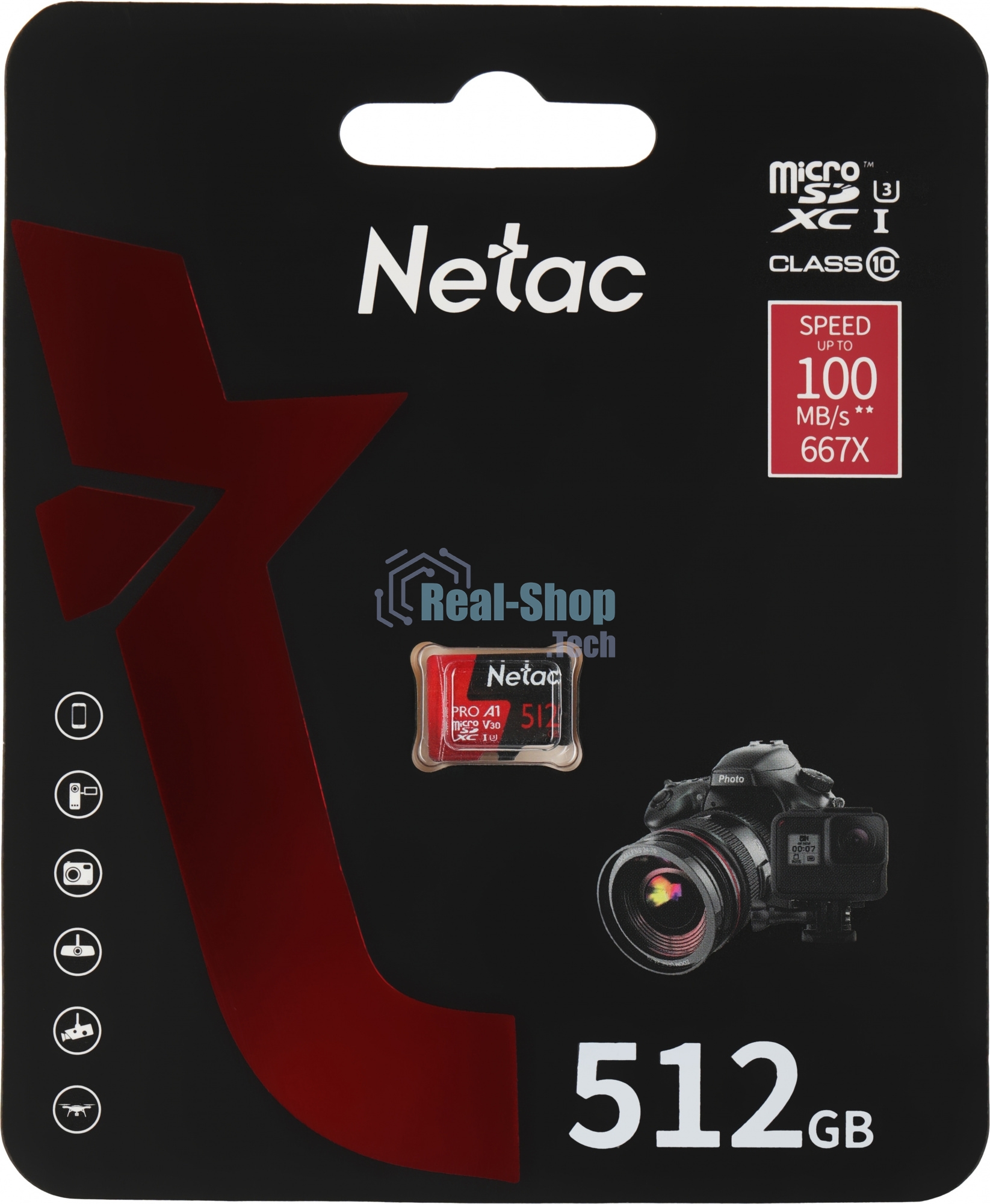 Флеш карта NeTac P500 Extreme Pro MicroSDXC 512Gb V30/A1/C10 up to 100Mb/s