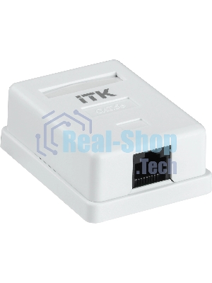 Розетка компьютерная ITK (CS2-1C5EF-12-G) настенная 49.2x62.5x25.2мм крышка RJ45 пластик белый