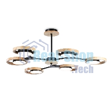 Подвесной светодиодный светильник Ambrella light FL51619/6 BK/LW черный/светлое дерево 3000K/4200K/6400K 42W D825*285 (Без ПДУ)