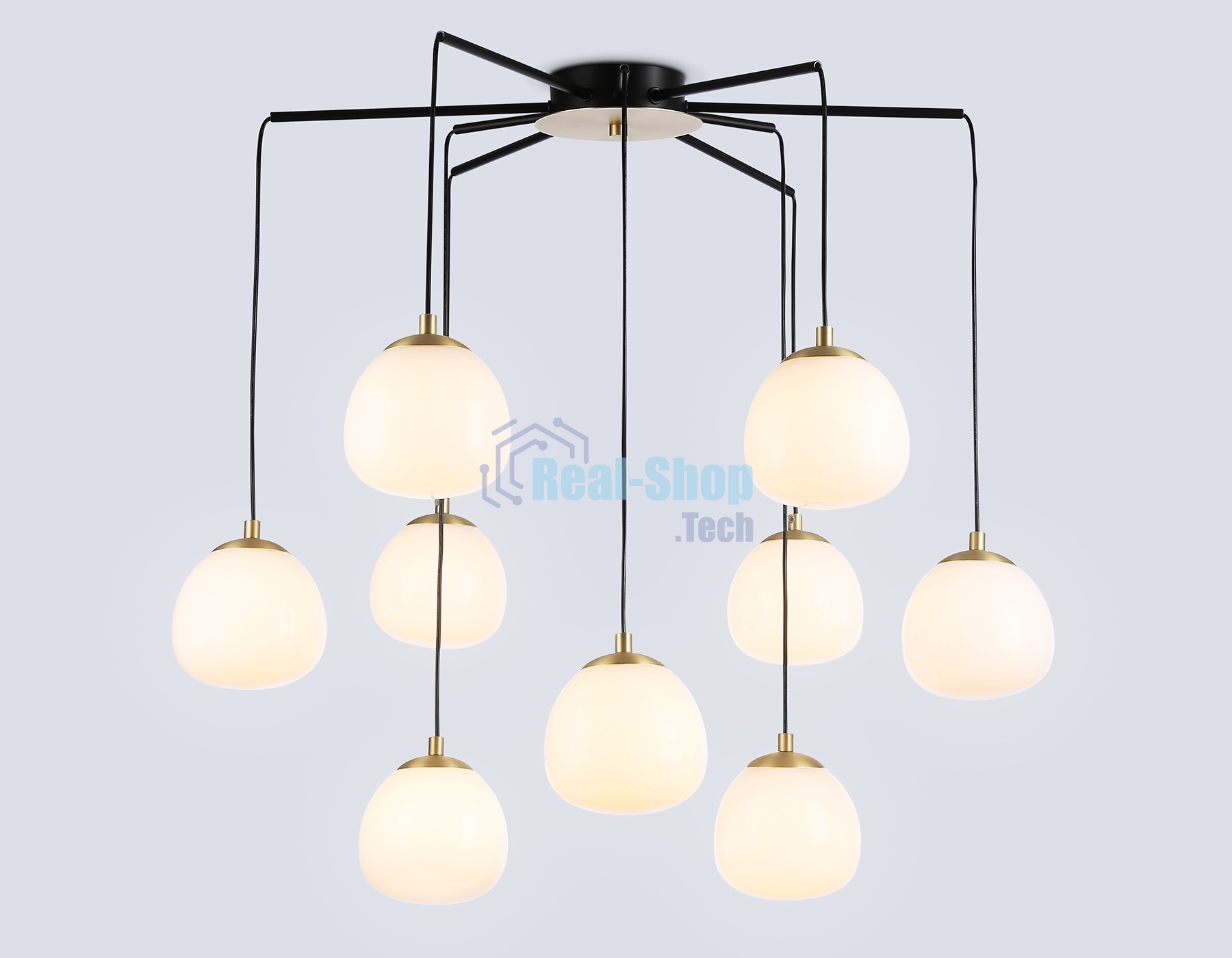 Светильник Ambrella light LH51001/6+3 SGD/BK/FR золотой песок/черный /белый матовый G9*9 max 28W D750*700