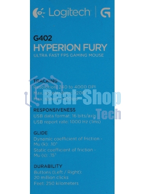 Мышь проводная Logitech G402 Hyperion Fury черный, 4000 dpi, USB, кнопки - 8