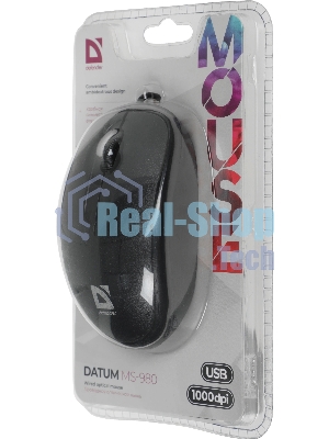 Мышь проводная Defender Datum MS-980 черный, 1000 dpi, USB Type-A, кнопки - 3