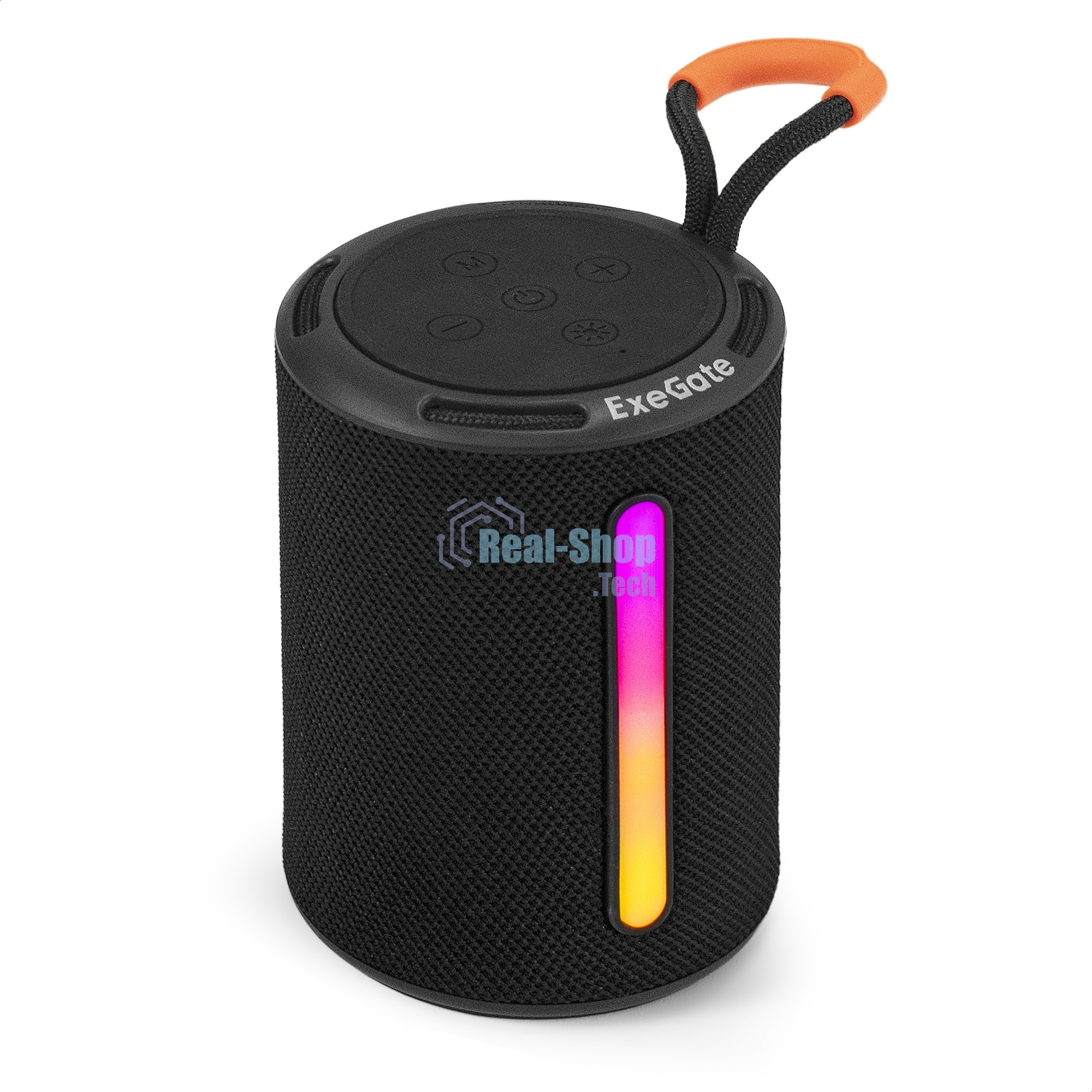 Портативная BT-колонка ExeGate Friend EPS-45 (5Вт, 50-20000Гц, Bluetooth, с поддержкой USB и TF/microSD карт, FM, Li-Ion 500mAh, цвет черный, RGB подсветка, зарядка USB Type-C, Color Box)