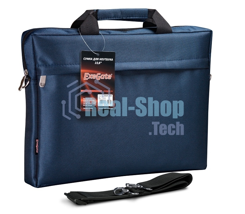 Сумка для ноутбука ExeGate EX205137RUS Start S15 Deep Blue, темно-синяя, полиэстер, для ноутбуков до 15.6