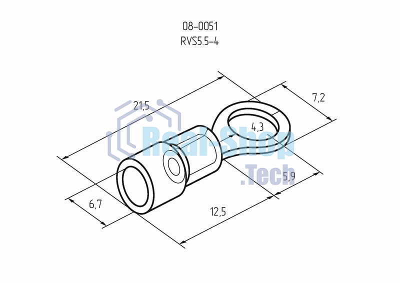 Наконечник кольцевой изолированный Rexant ø 4.3 мм 4-6 мм² (НКи 6.0-4/НКи5,5-4) желтый