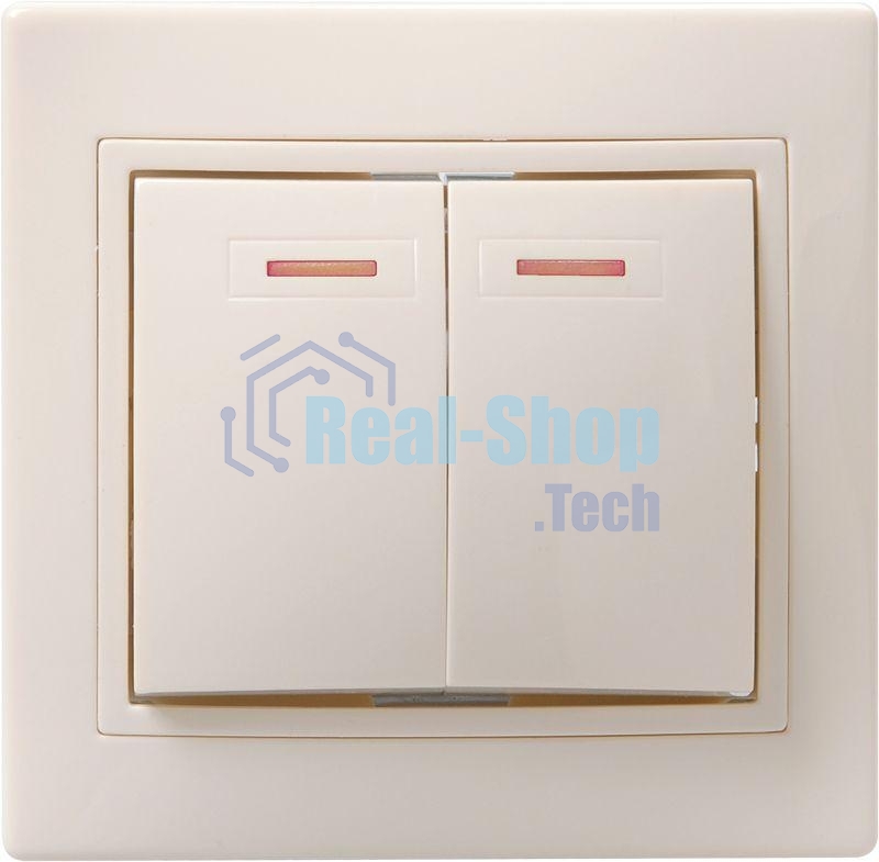 Выключатель 2-кл. СП КВАРТА с инд. 10А IP20 ВС10-2-1-ККм крем. ИЭК EVK21-K33-10-DM