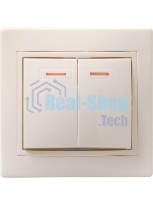 Выключатель 2-кл. СП КВАРТА с инд. 10А IP20 ВС10-2-1-ККм крем. ИЭК EVK21-K33-10-DM