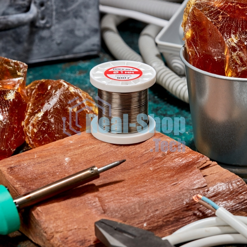 Припой Rexant ПОСу 95-5, 100г, Ø1мм, (олово 95%, сурьма 5%), бессвинцовый, ГОСТ 21931-76, катушка