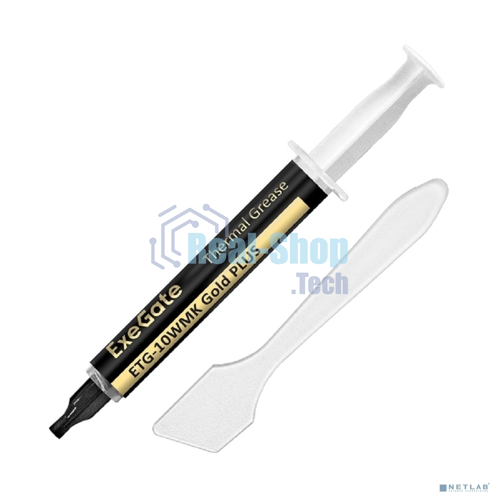 Термопаста ExeGate EX296086RUS ETG-10WMK Gold PLUS (10,4 Вт/(м•К), 4г, шприц с лопаткой)