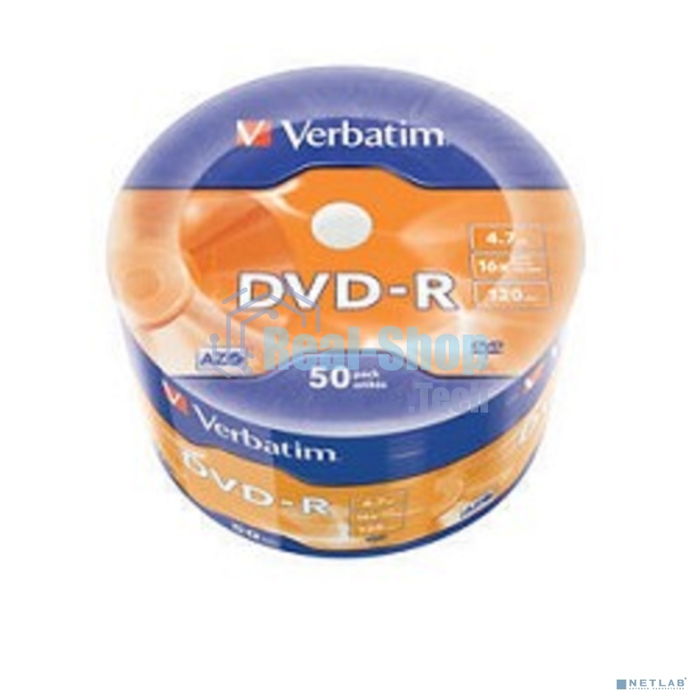 Диск DVD-R Verbatim 4.7Gb 16x Cake Box (50шт) (43788)