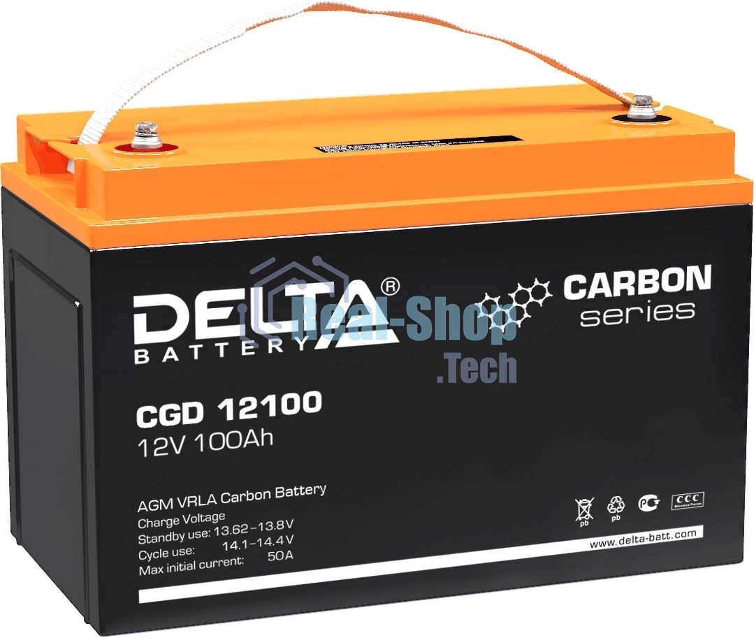 Аккумуляторная батарея Delta CGD 12100 напряжение 12В, емкость 100Ач (330х173х212мм)