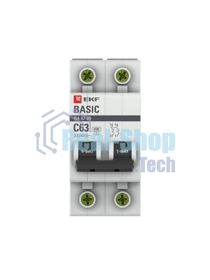 Выключатель автоматический EKF mcb4729-2-63C 2P 63А (C) 4,5кА ВА 47-29 Basic