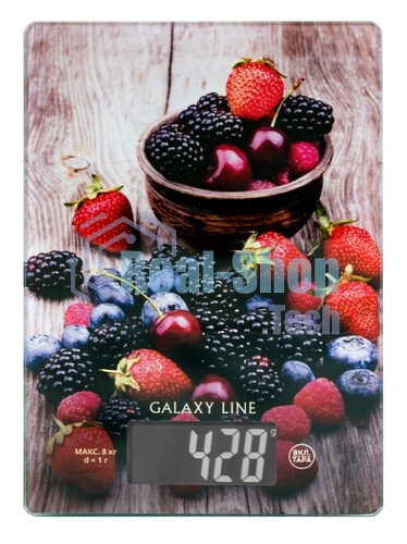 Весы кухонные Galaxy Line GL 2819, стекло, платформа из высокопрочного стекла, максимальный вес 8 кг