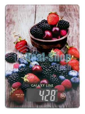 Весы кухонные Galaxy Line GL 2819, стекло, платформа из высокопрочного стекла, максимальный вес 8 кг