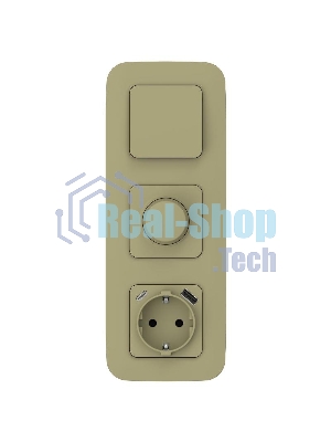 FLITE Розетка с заземлением со шторками 16А с USB A+C 20Вт быстрозажимные клеммы РСЮшс11-1-ФлО оливковый | FI-R14-16-1-U22-020-K26 | IEK